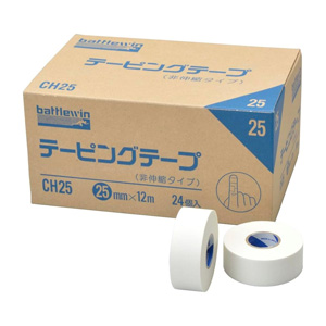 バトルウィン テーピングテープ非伸縮タイプ ホワイト CH25 25mm×12m 24個入 同梱不可
