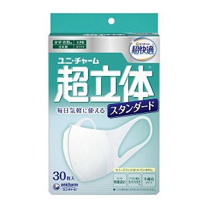 ユニチャ－ム 超立体マスク (花粉 かぜ用) ライトスタンダード 大きめ 30枚入 1個